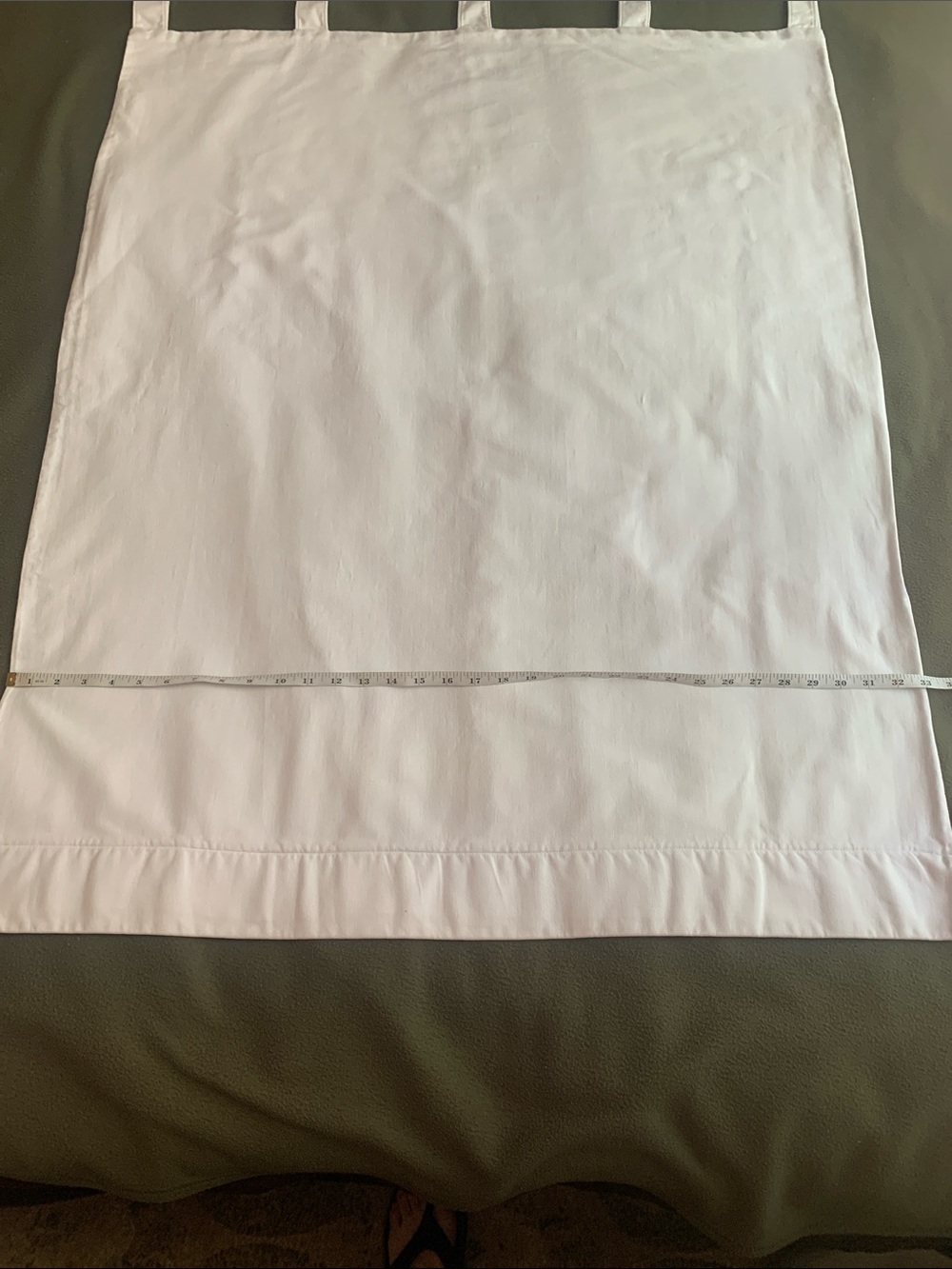 Custom homemade white tab top curtains. Approx 33” x 45” including tabs. - Picture 3 of 10